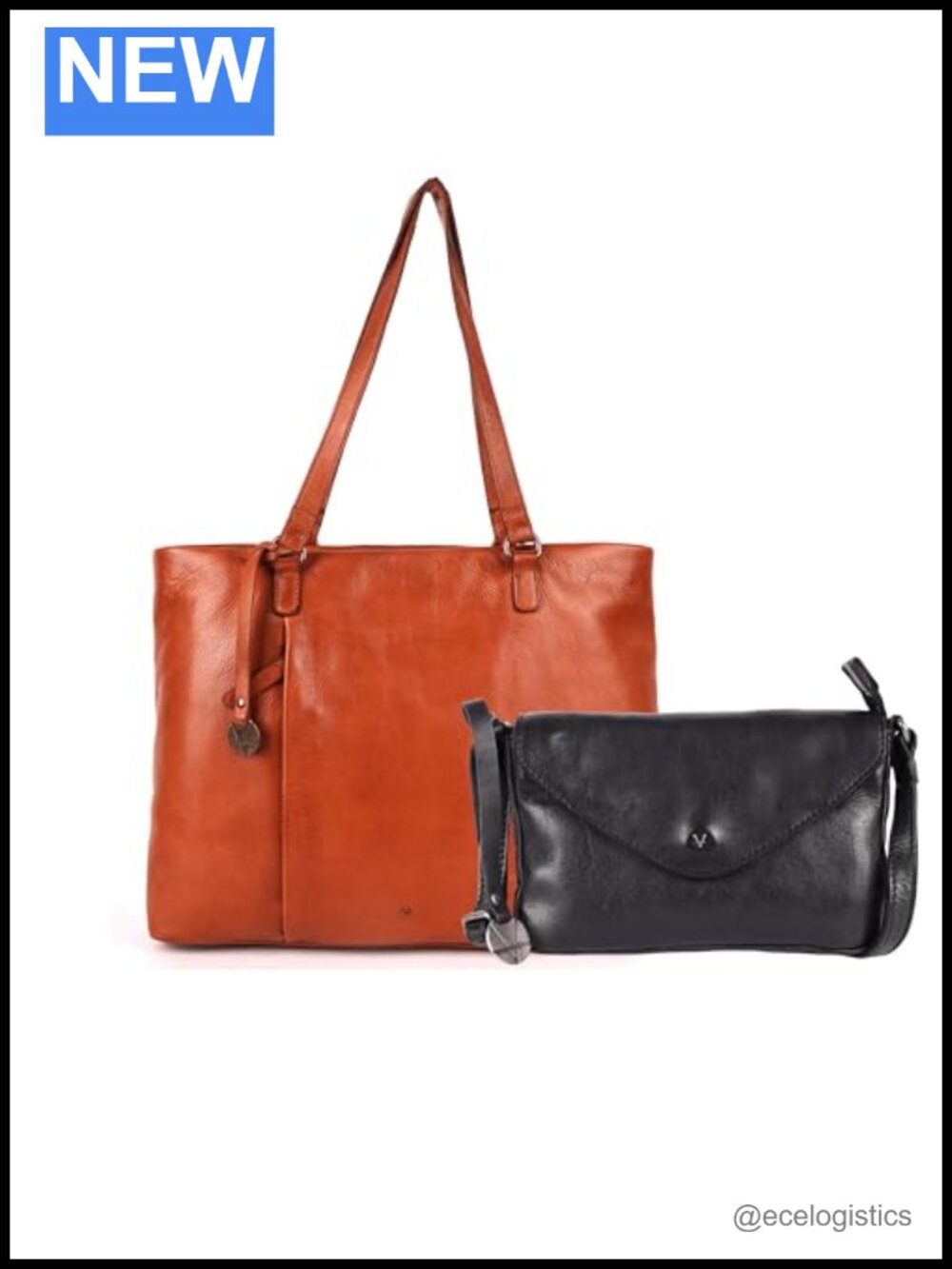 Genuine Italian Leather Tote Crossbody Satchel Shoulder Bag Set
